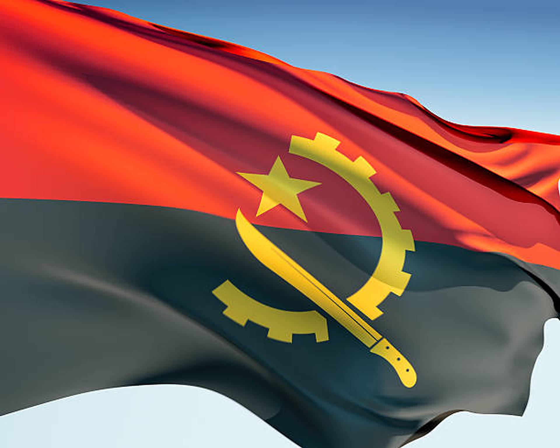 Schwenkender Angolanischen Flagge Wallpaper