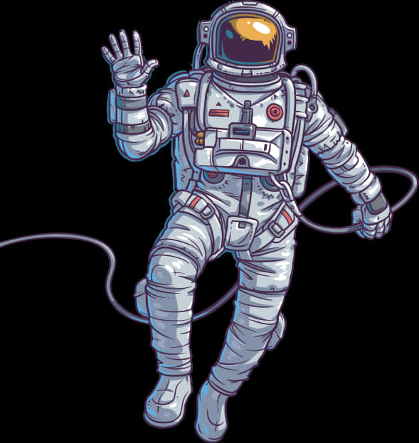 Waving Astronaut Cartoon PNG