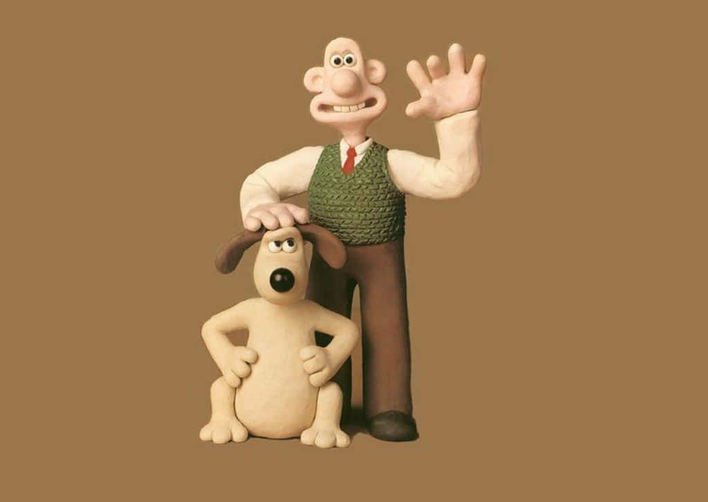 Waving Buddies Wallace & Gromit The Curse Of The Were-Rabbit Wallpaper