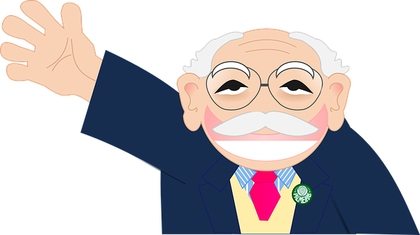 Waving Cartoon Grandfather Vector PNG