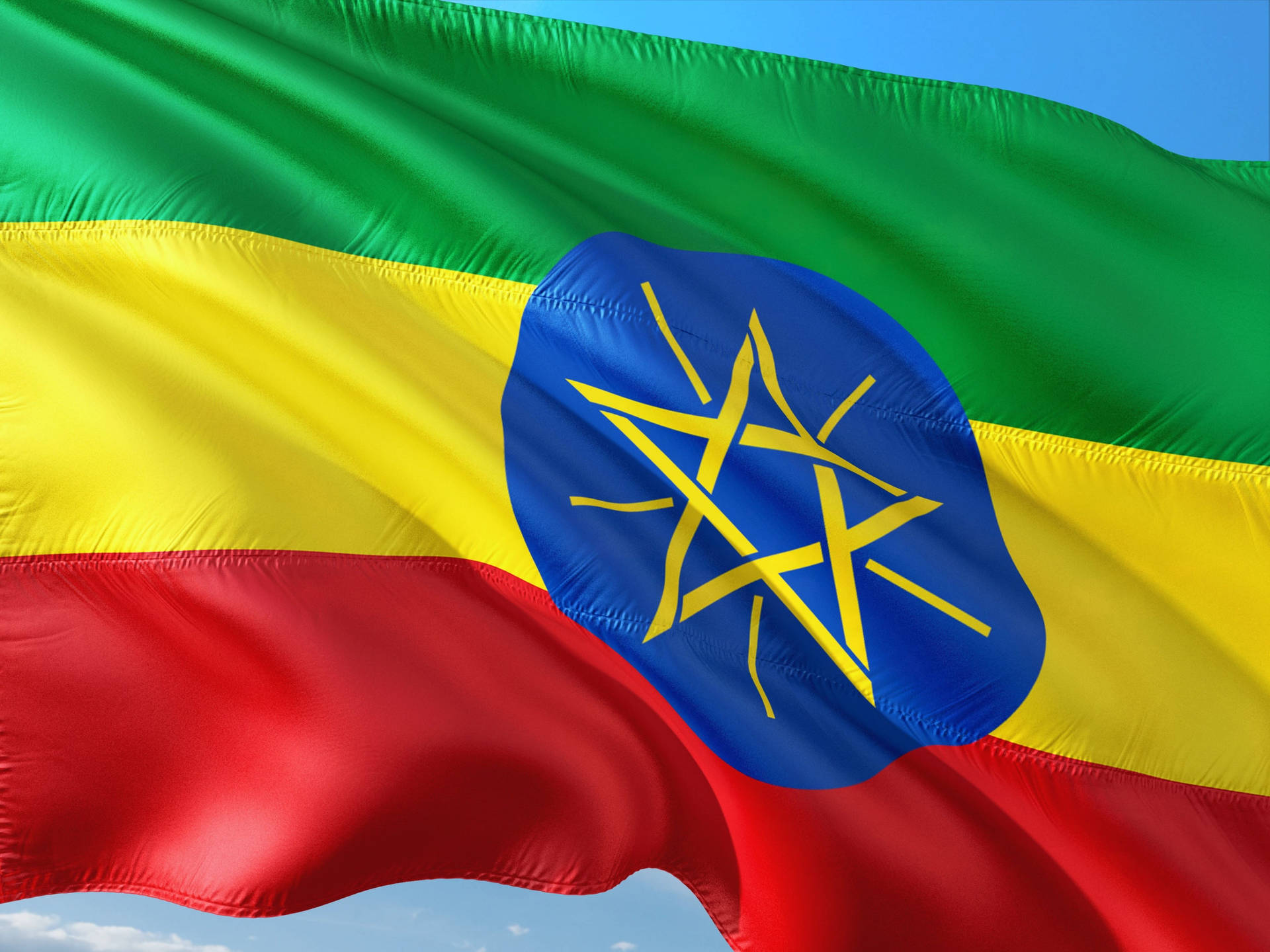 Waving Ethiopia Country Flag Macro