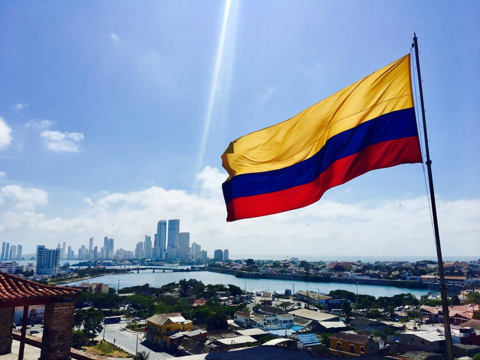 Waving Flag Of Colombia Wallpaper