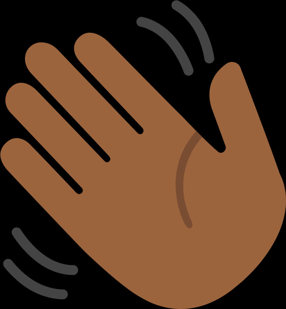 Waving Hand Emoji Brown Skin Tone PNG