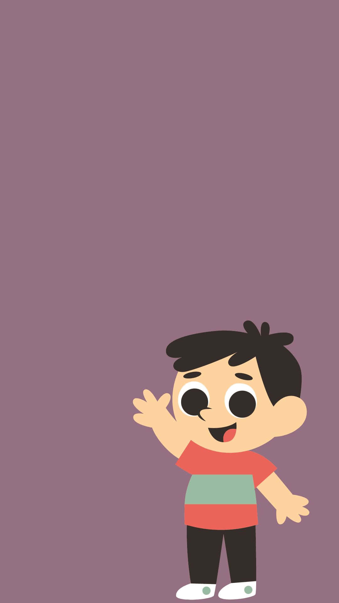 Cheerful Cartoon Boy Waving Hello Wallpaper