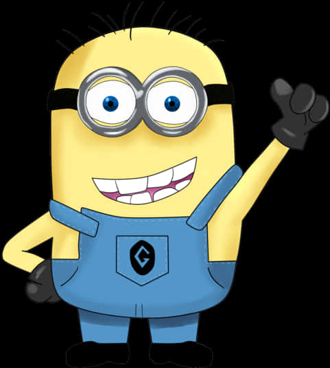 Waving Minion Character PNG