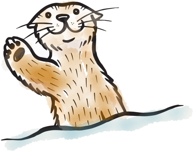Waving Otter Illustration PNG