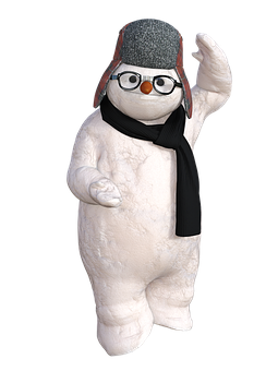 Waving Snowman Character PNG