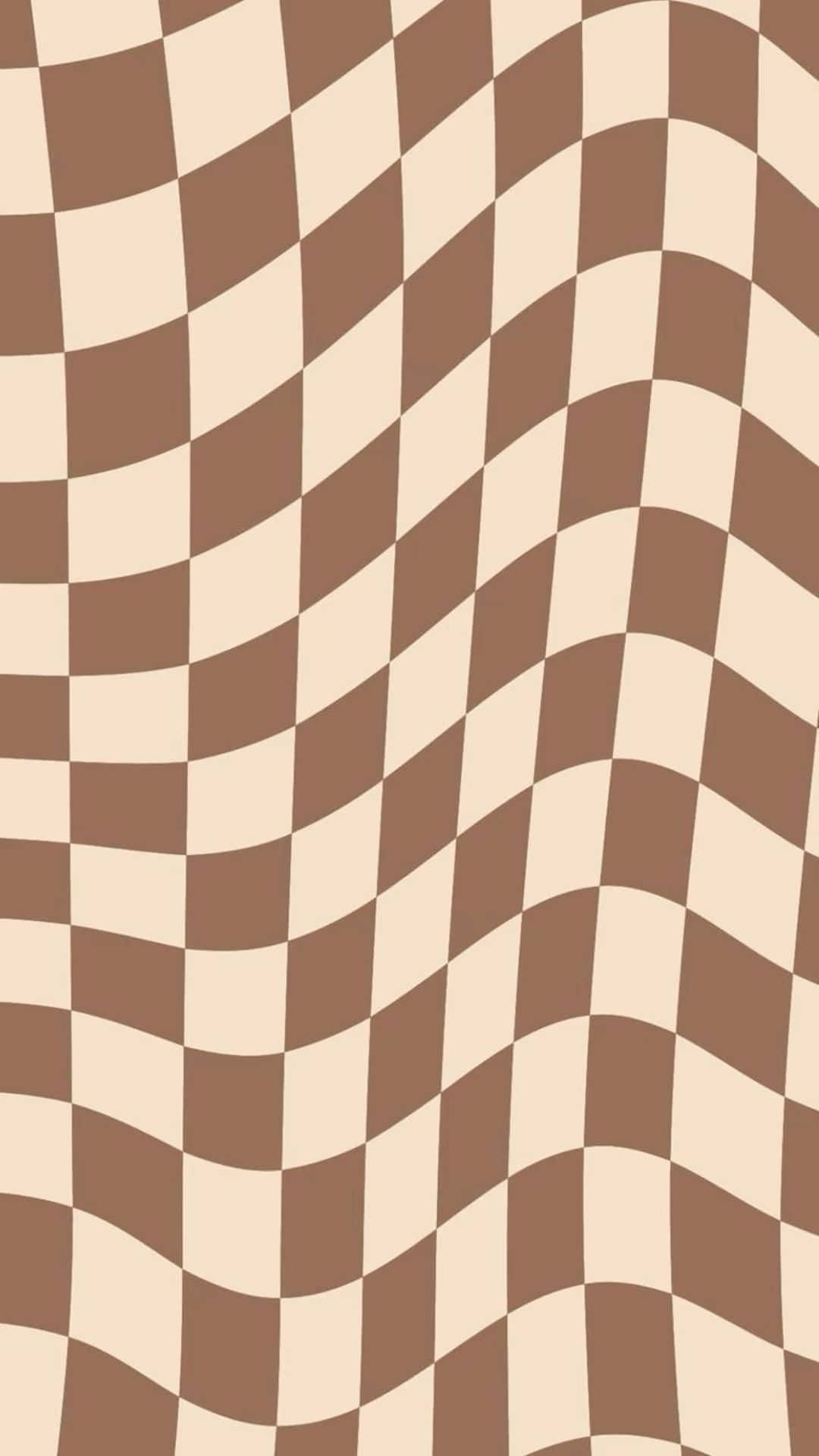 Wavy Checkered Brown Pattern Wallpaper