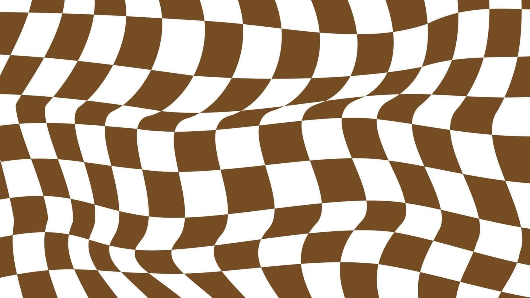 Wavy Checkered Pattern Brownand White Wallpaper