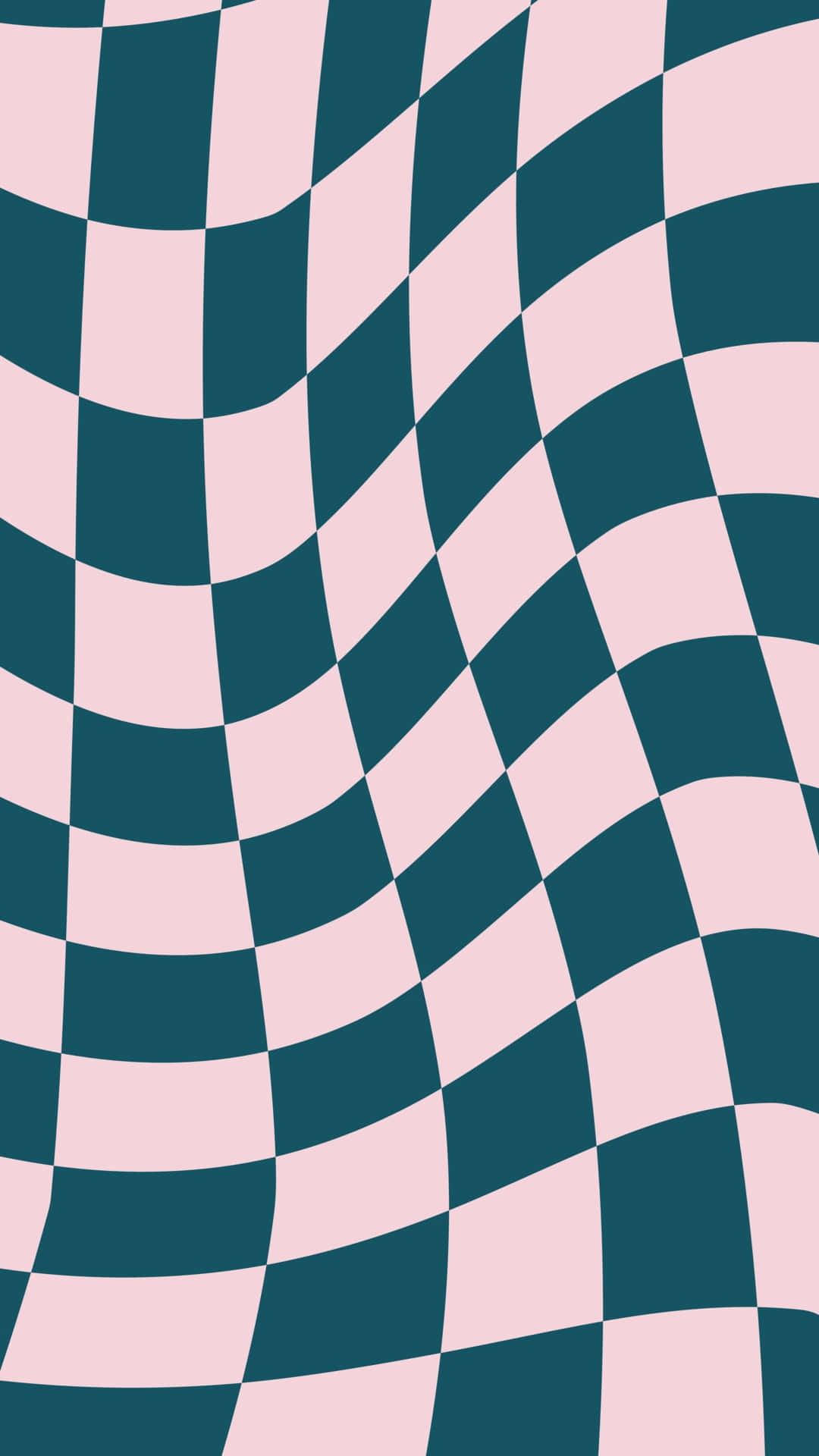 Wavy Checkered Pattern Pinkand Teal Wallpaper