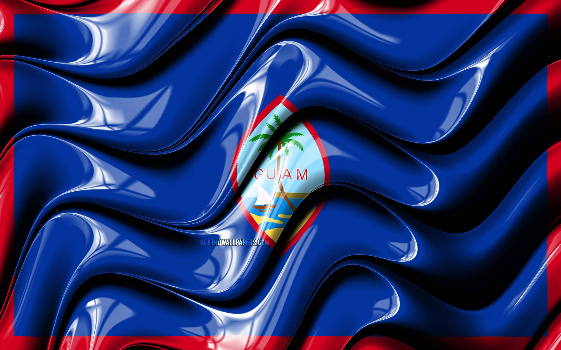Banderade Guam Con Ondas Fondo de pantalla
