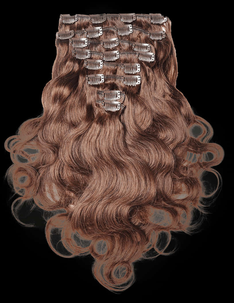 Wavy Hair Extensionson Black Background PNG