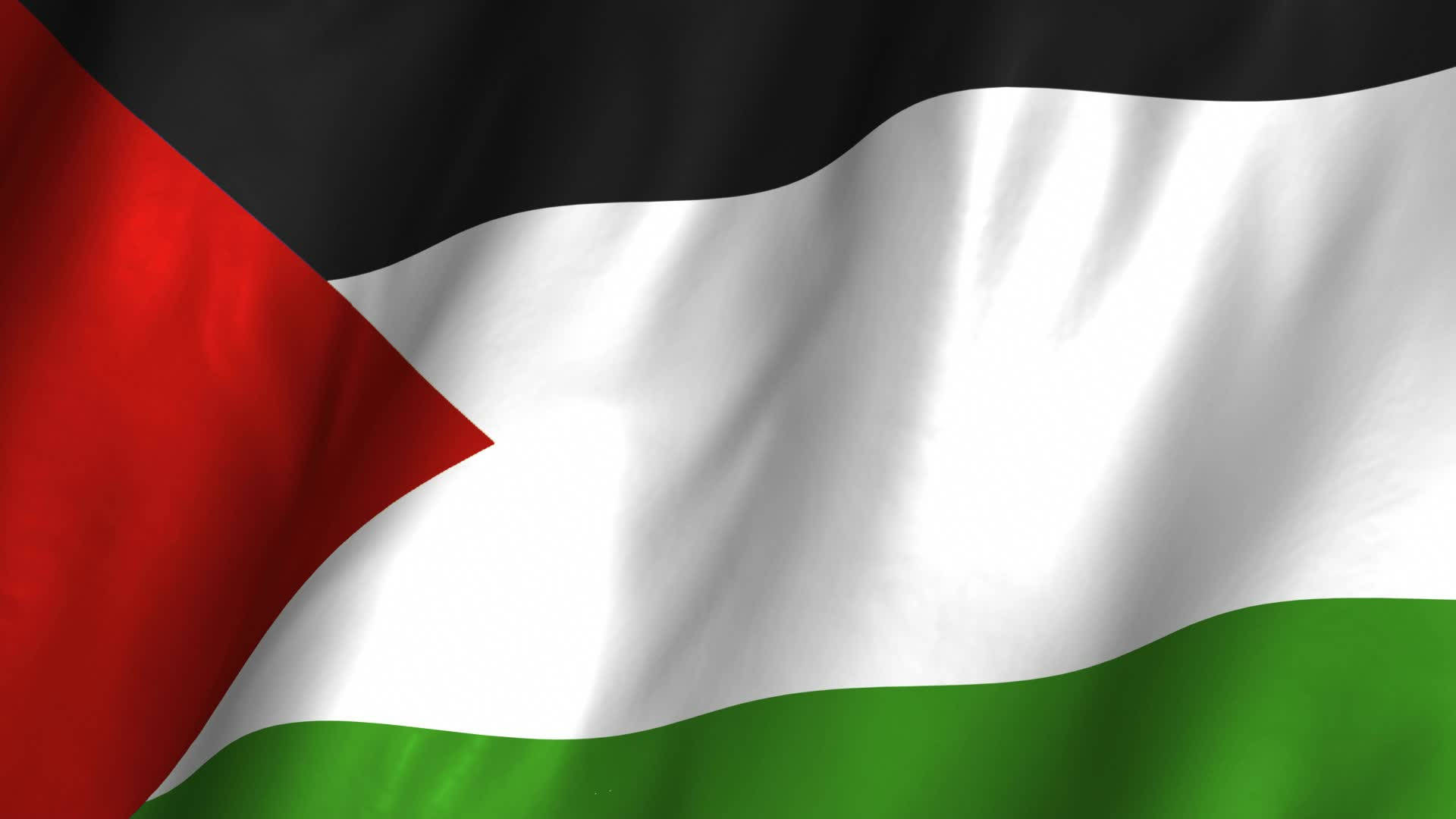 Vibrant Wavy Palestine Flag Against the Sky Wallpaper
