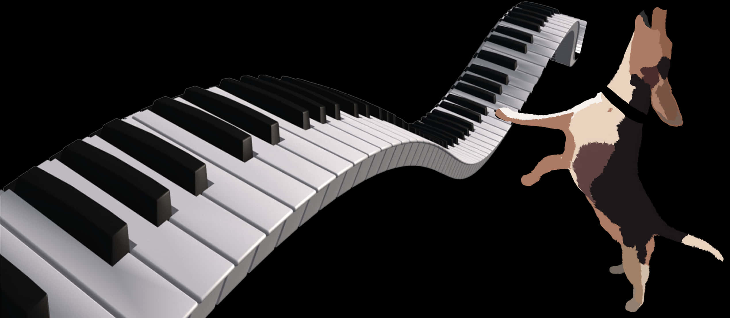 Wavy Piano Keyboardwith Dancing Dog PNG