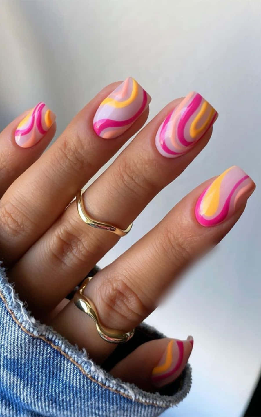Wavy Pink Nails Pictures