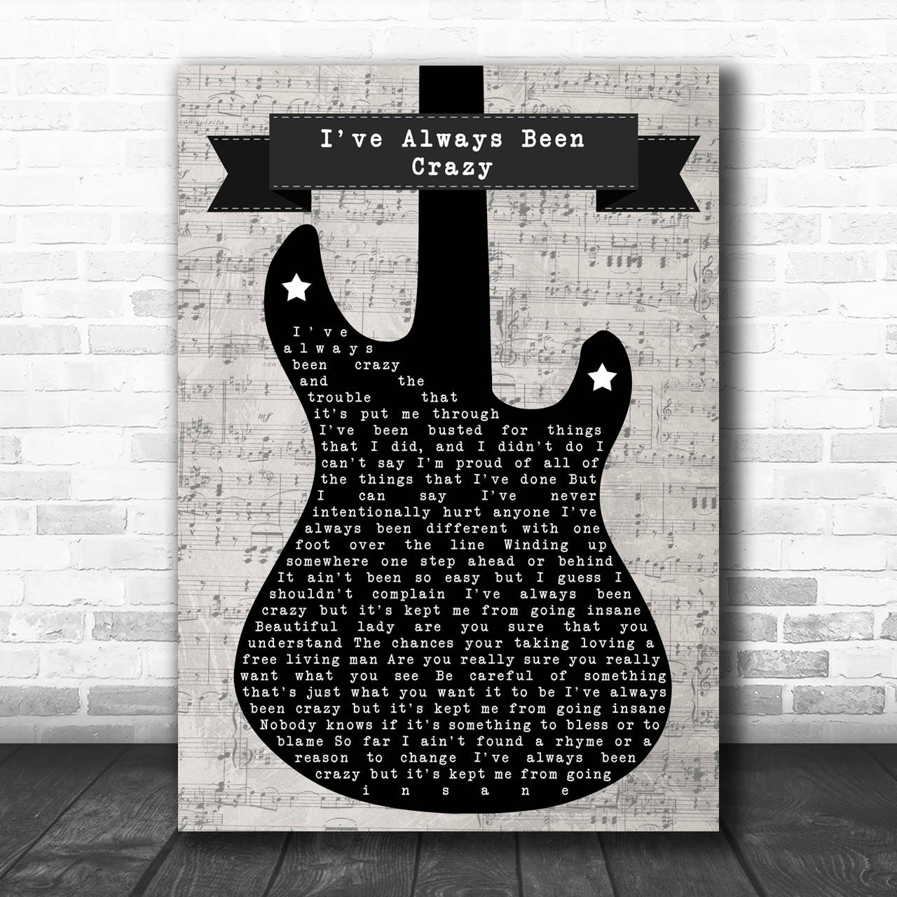 Waylon Jennings Guitar Lyric Poster Tapet: 