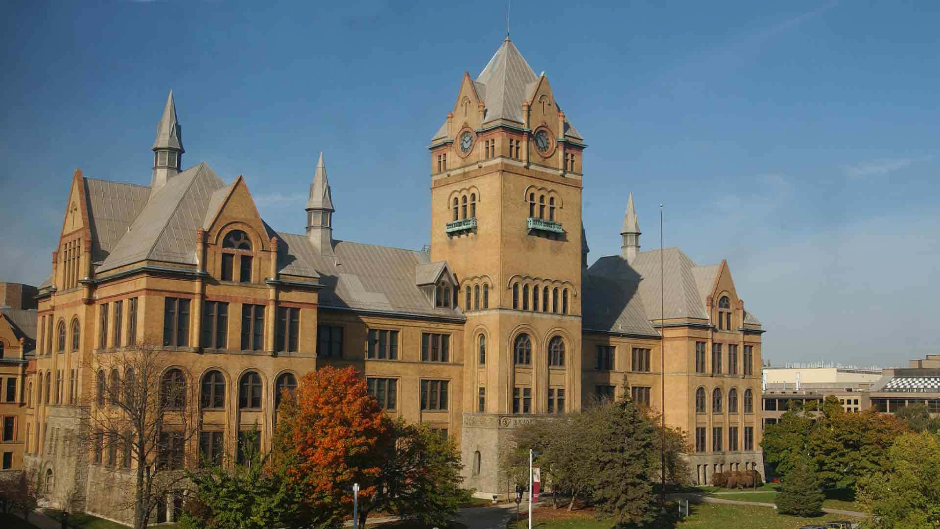 Wayne State University Main Building And Blue Sky Wallpaper