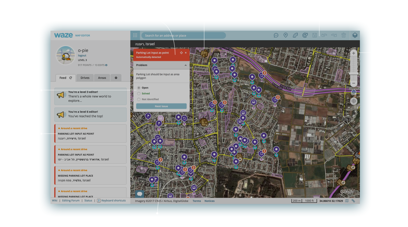 Waze Map Editor Interface Screenshot PNG