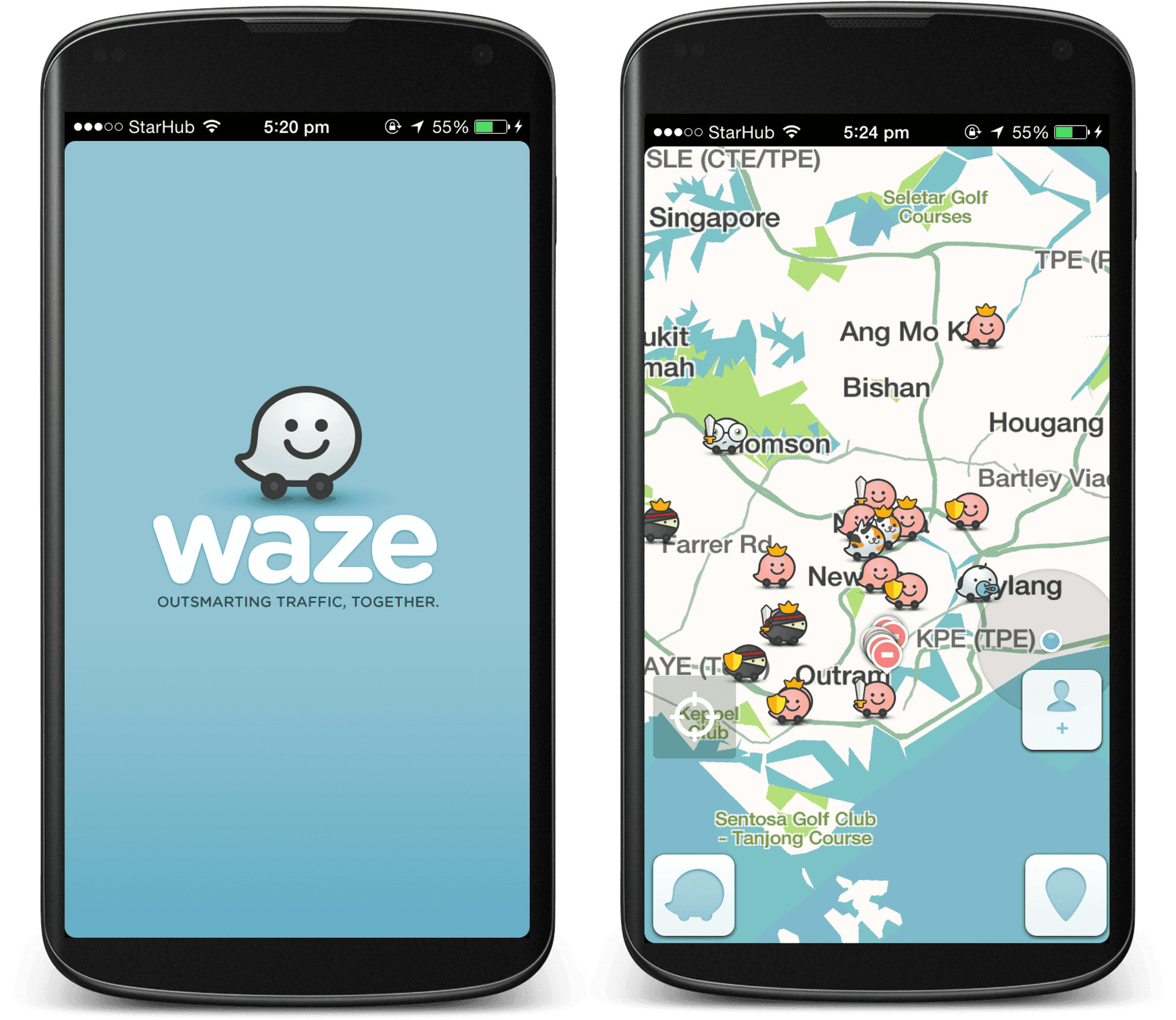 Waze Navigation App Screenshots PNG