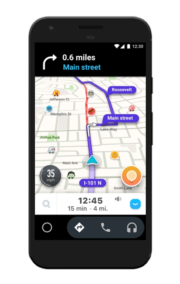 Waze Navigation Smartphone Screen PNG