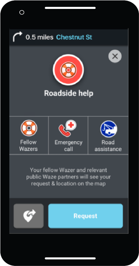 Waze Roadside Help Feature Screenshot PNG