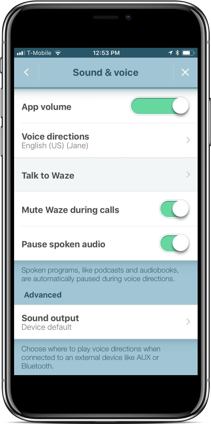 Waze Sound Voice Settings Screenshot PNG