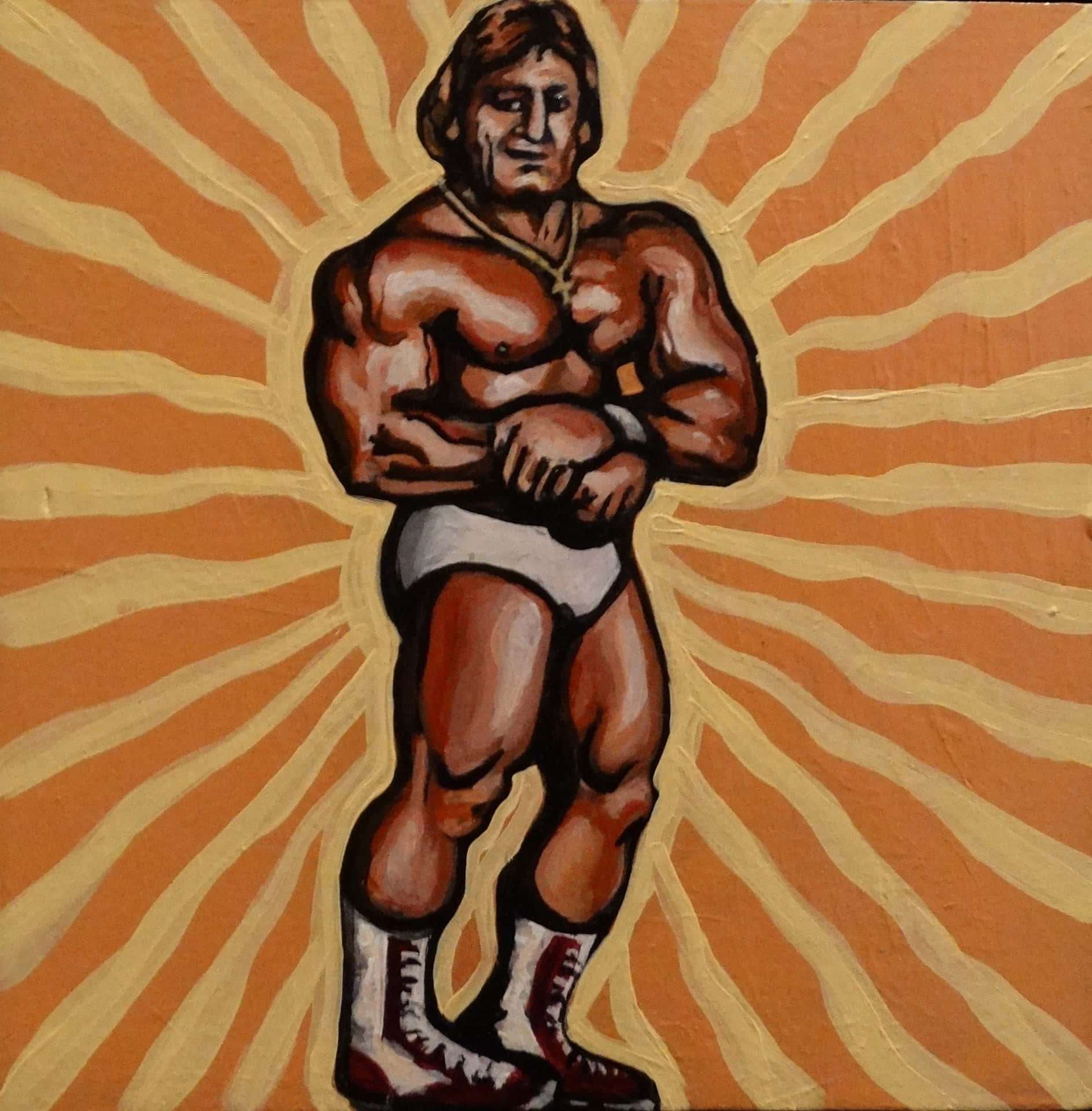 Wcw Champion Paul Orndorff Painting Wallpaper