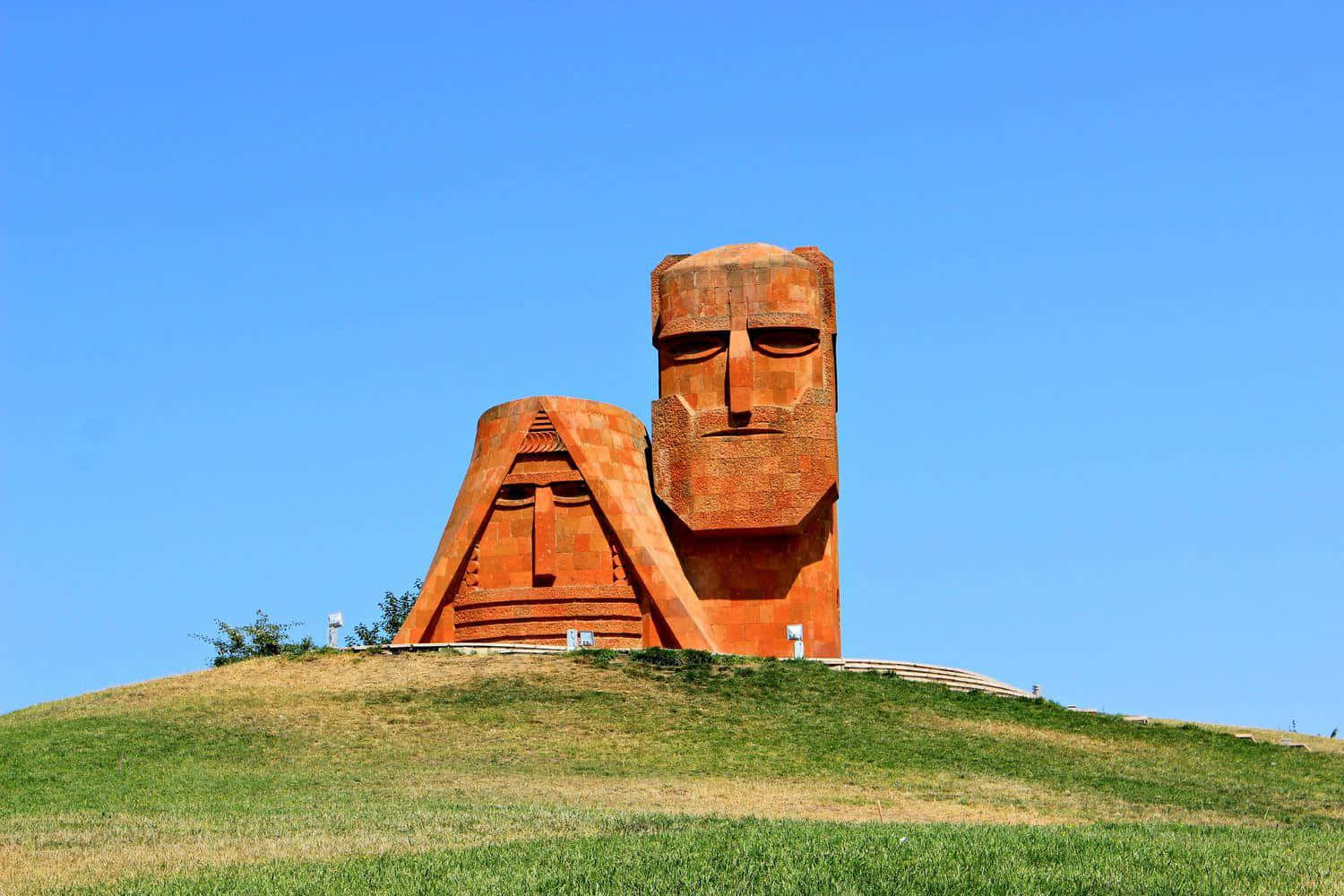 We Zijn Onze Bergen Monument Artsakh Achtergrond