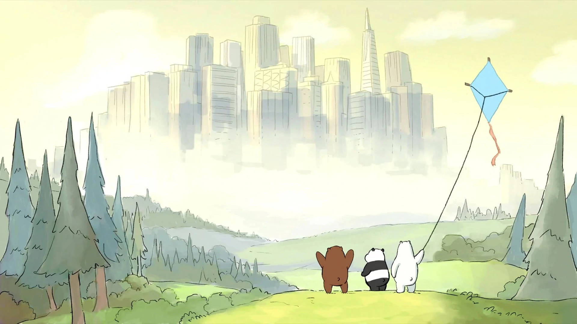 We Bare Bears Aesthetic Blue Kite Picture