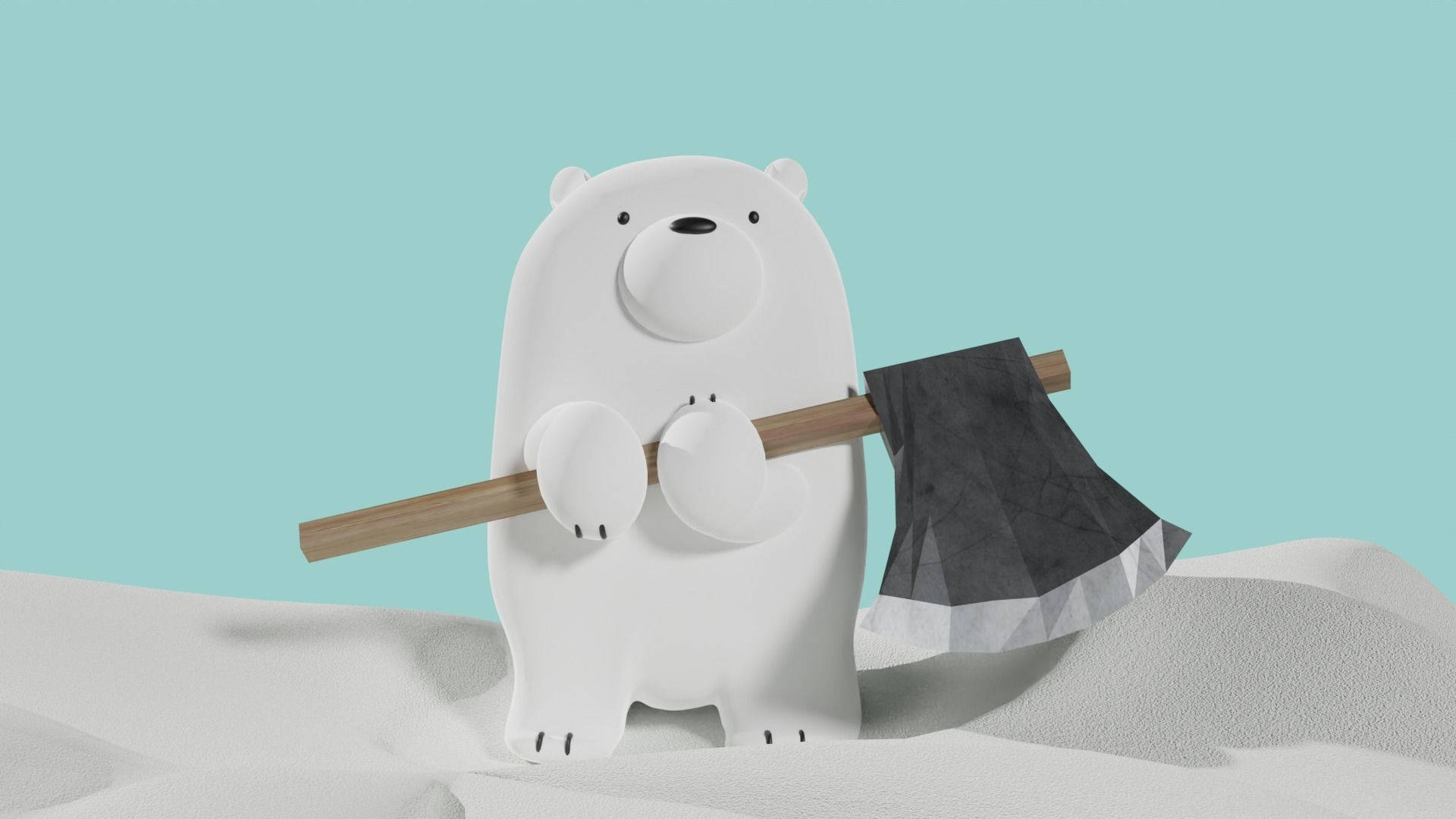 We Bare Bears Ice With Axe Background