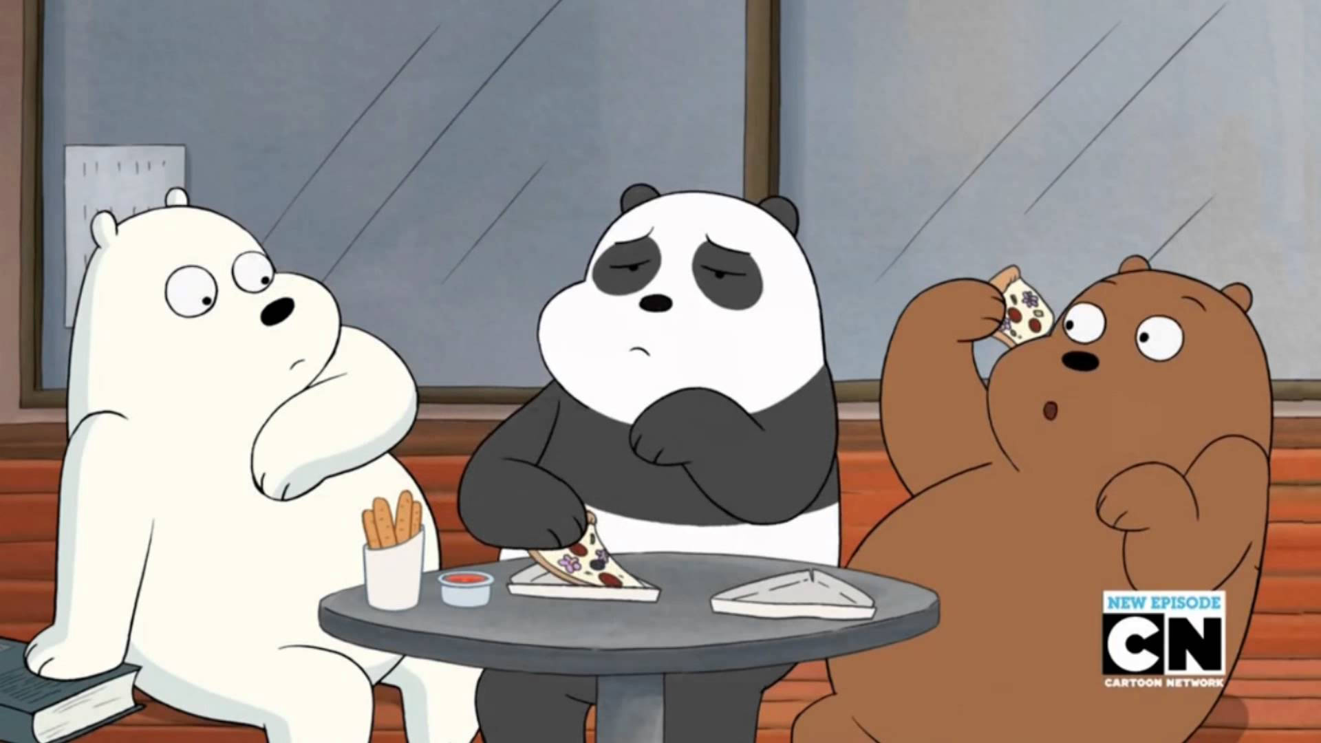 We Bare Bears In Cafe Background