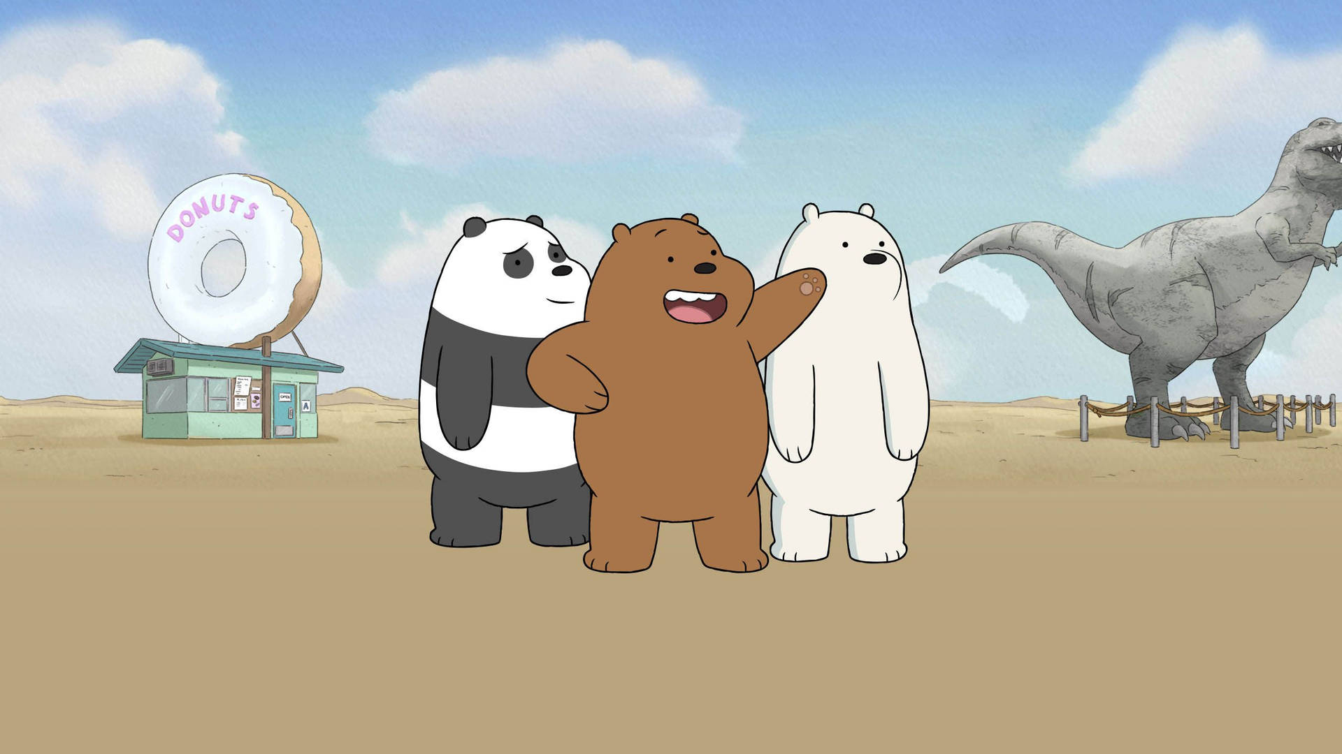 We Bare Bears In Desert Background