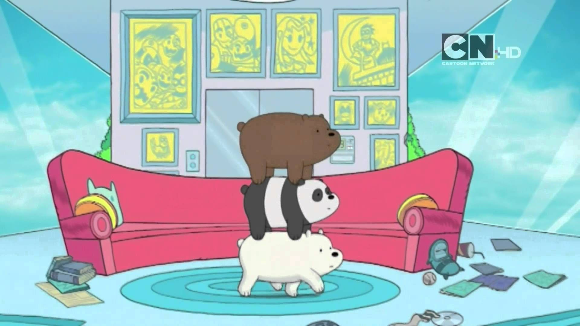 We Bare Bears In The Living Room Background