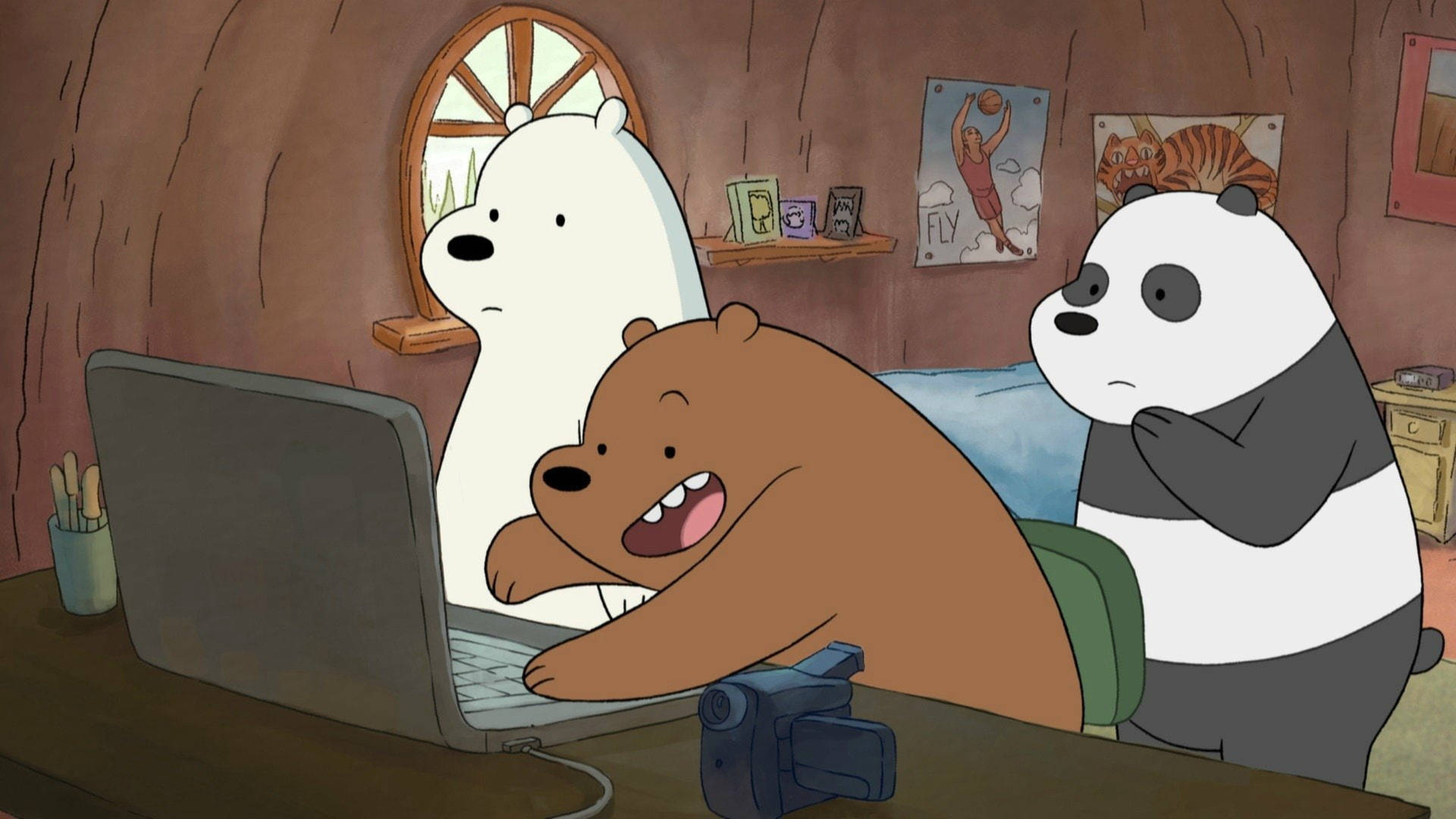 We Bare Bears Surfing The Net Background