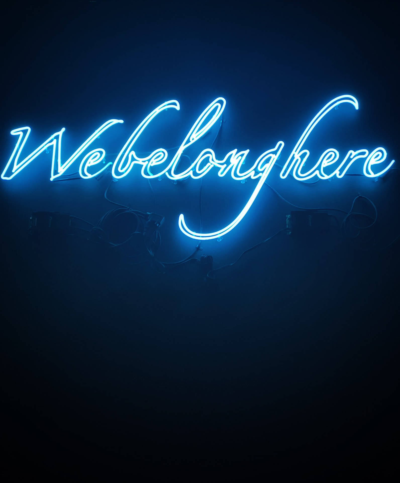 "We Belong Here" Neon Blue iPhone Wallpaper