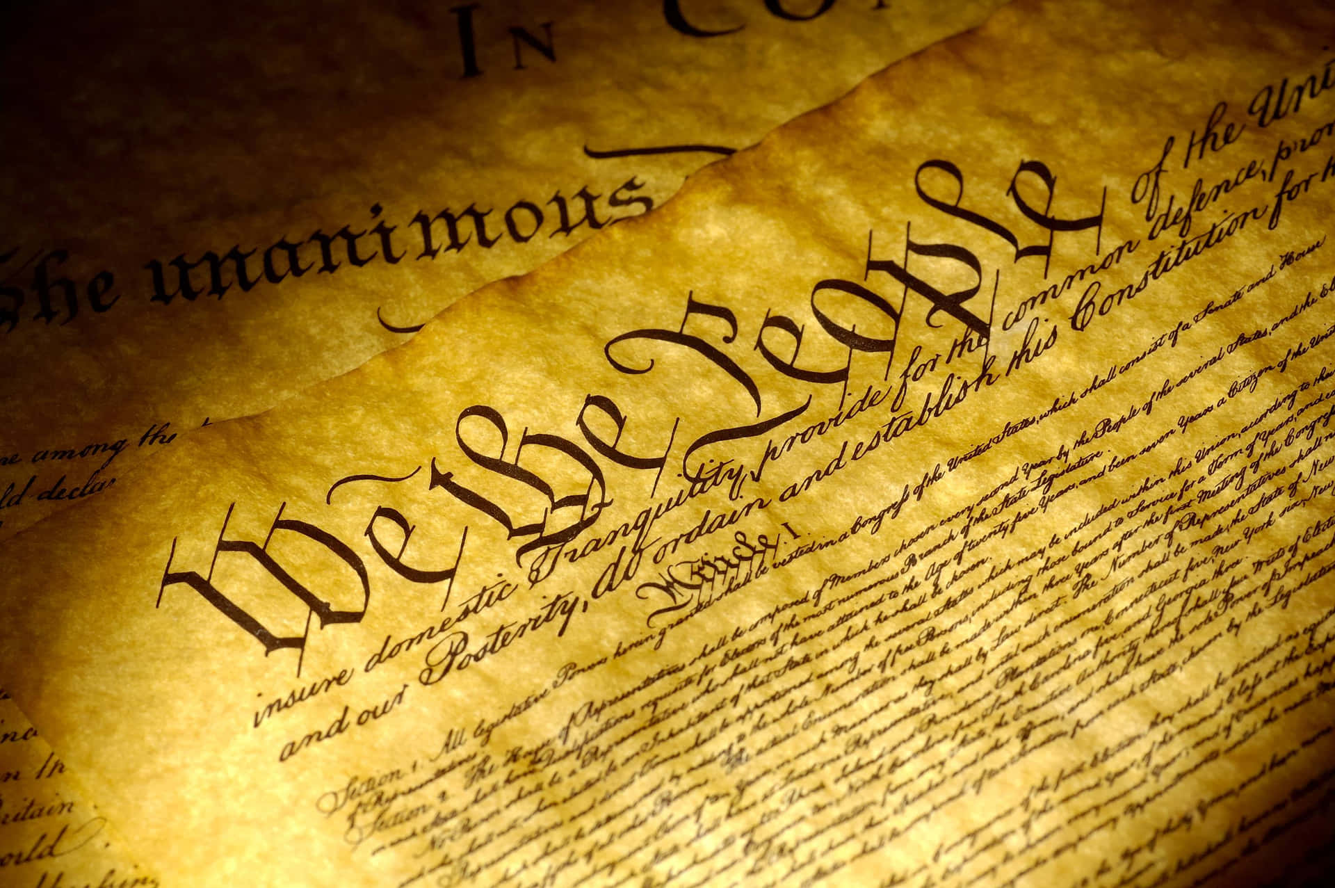 Den amerikanske forfatning vises på en hvid baggrund Wallpaper