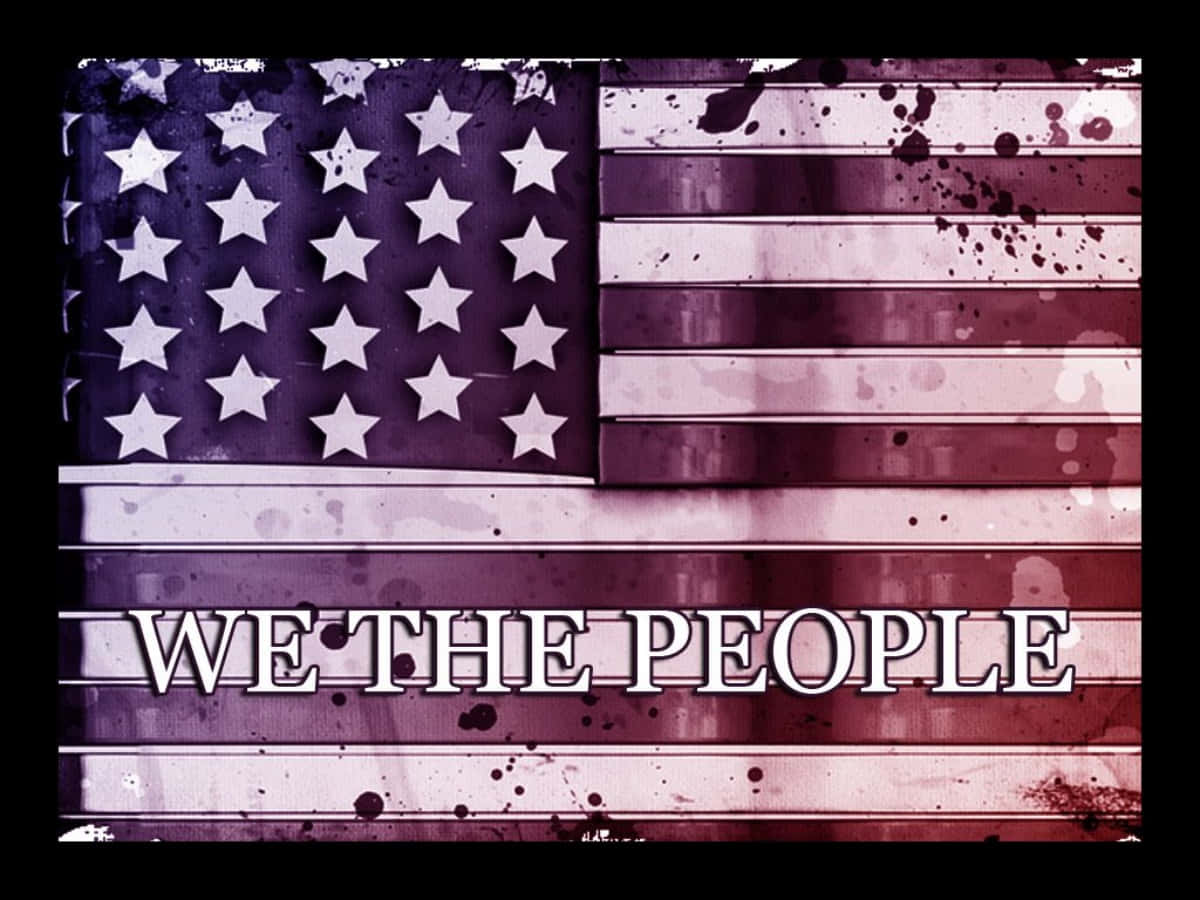 Noi,il Popolo, Bandiera Degli Stati Uniti Con Schizzi Di Vernice. Sfondo
