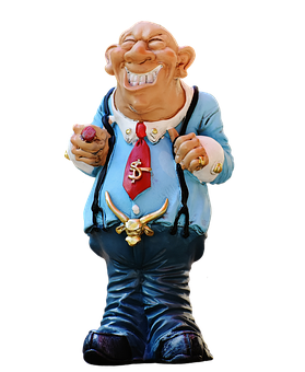 Wealthy Cartoon Figure Holding Gemstone PNG