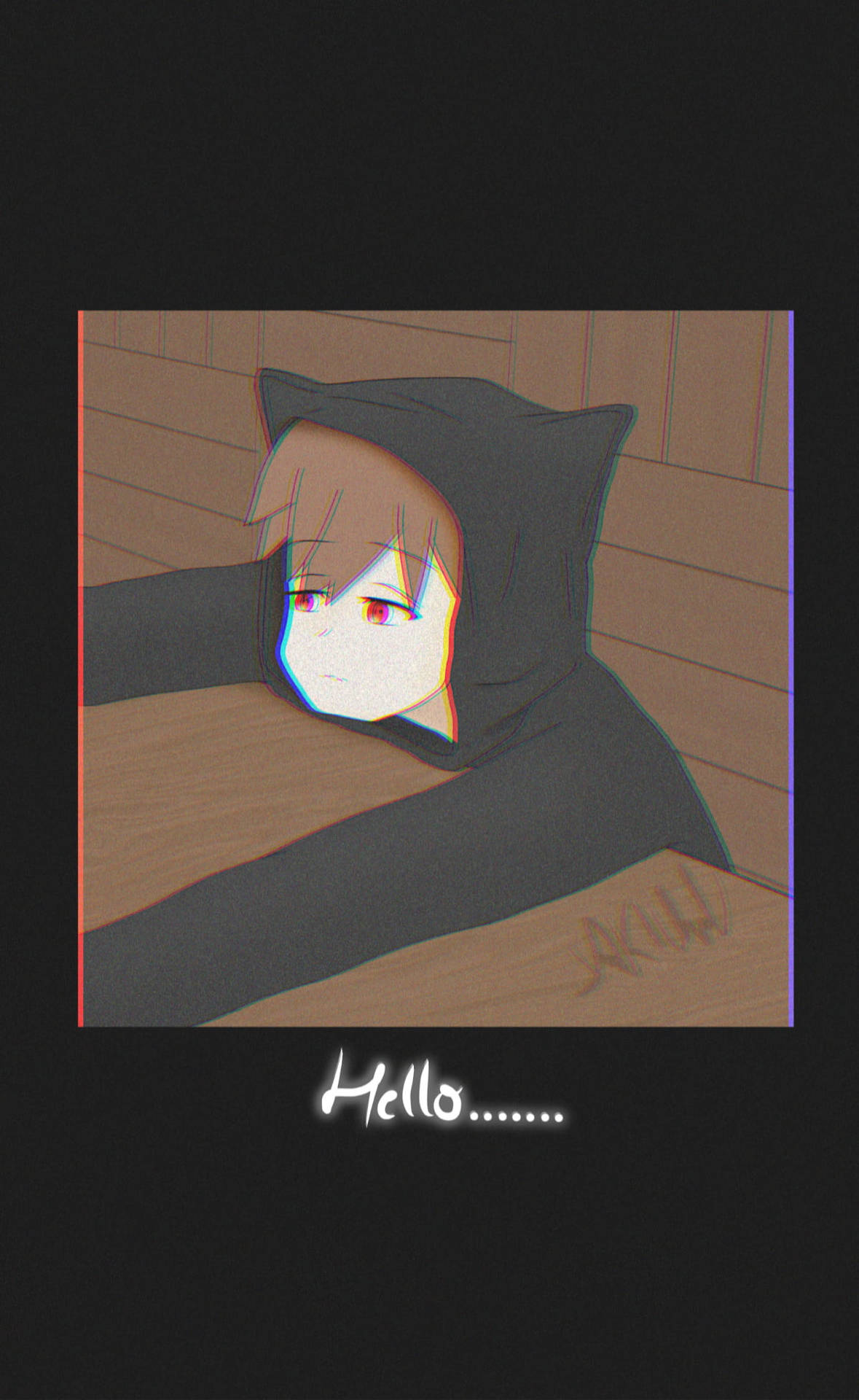 Gloomy Adolescent: The Cartoon Depiction of a Sad Boy with a Black Hoodie Wallpaper