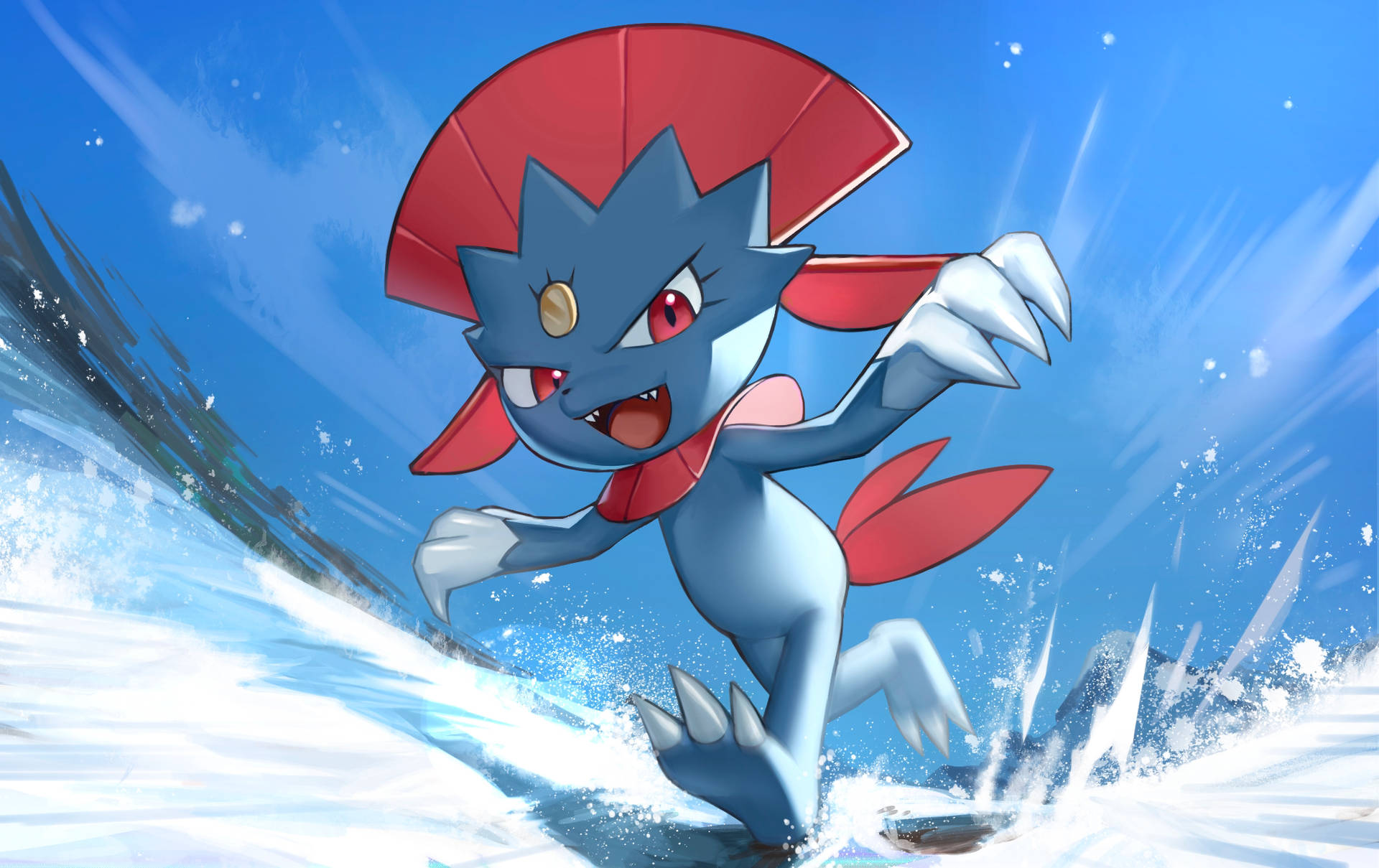 Weavile Playing In Snow Wallpaper