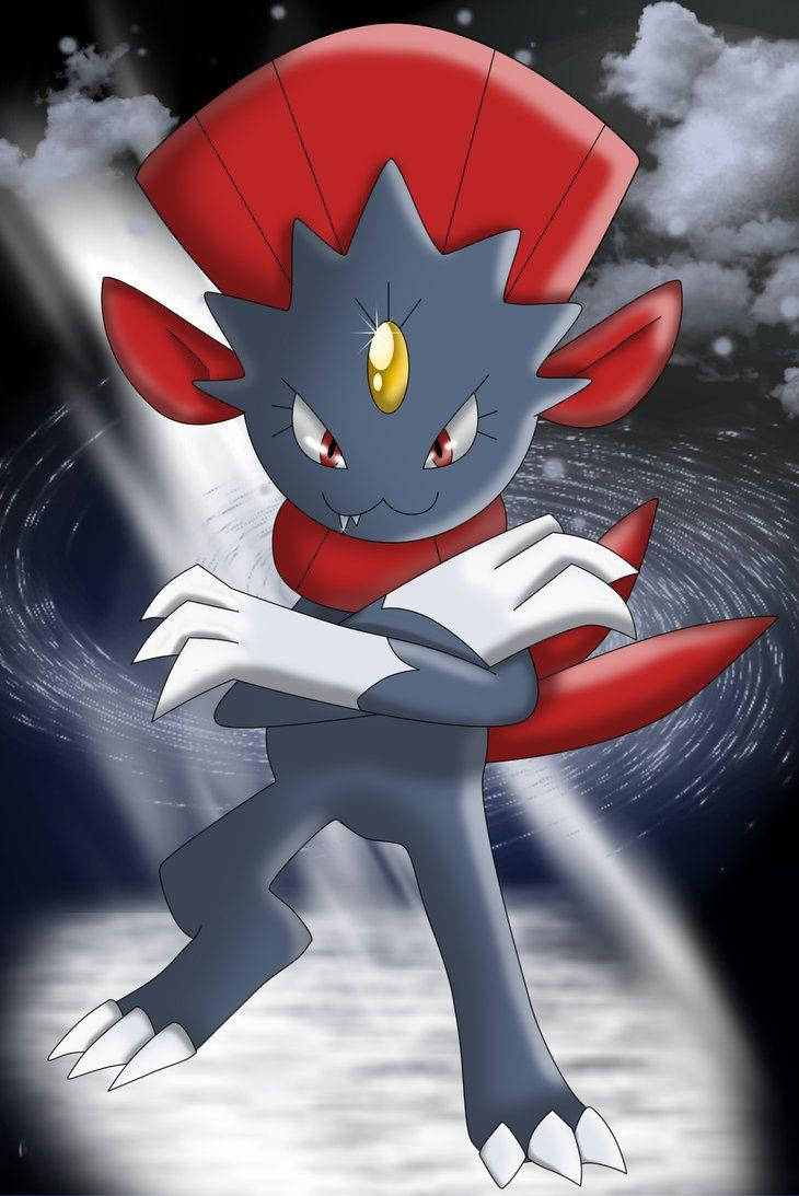 Intimidating Weavile in a Defensive Stance Wallpaper