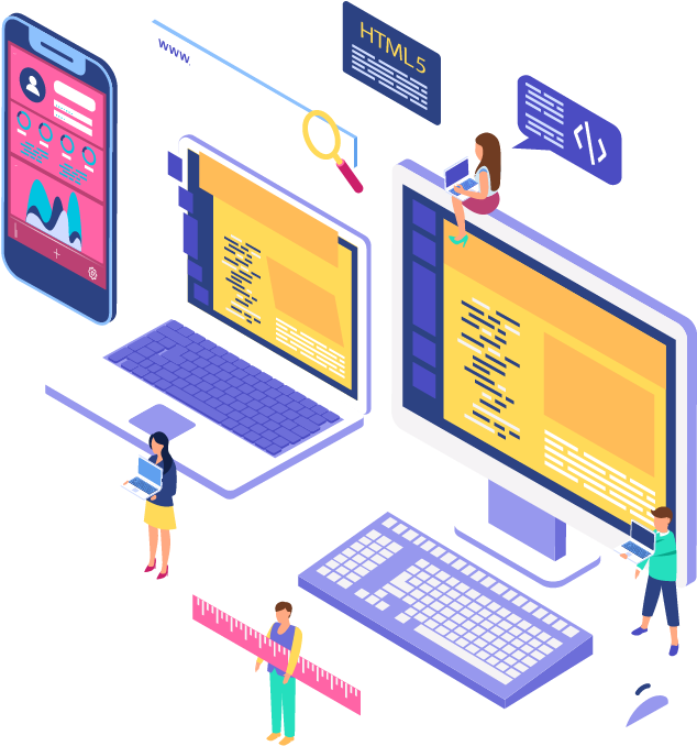 Web Development Isometric Illustration PNG