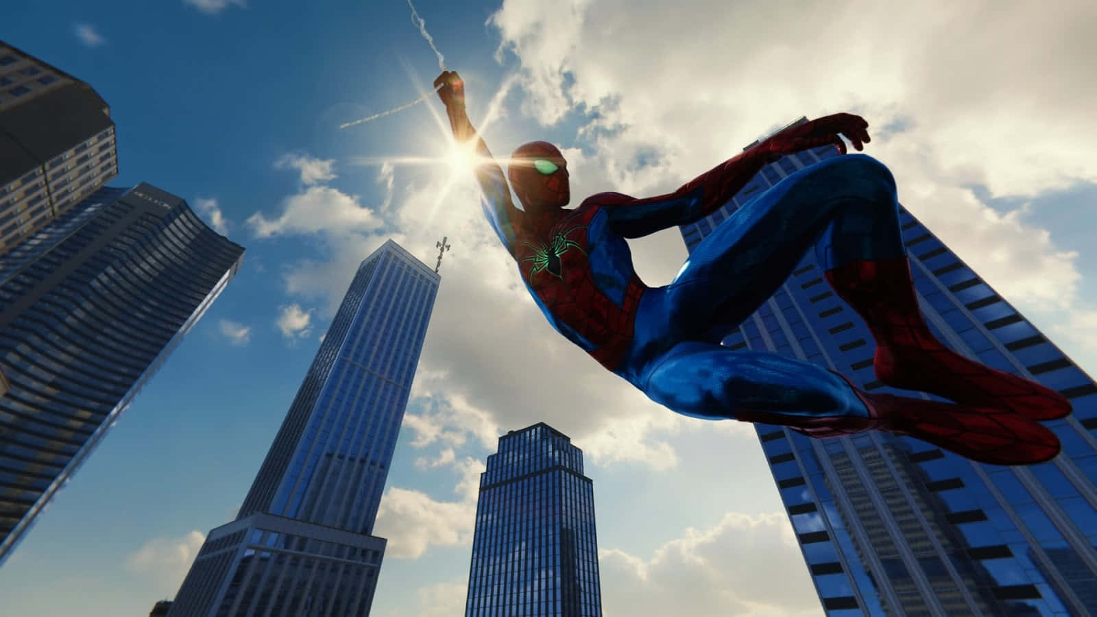 Web-Slinging Superhero in Action Wallpaper