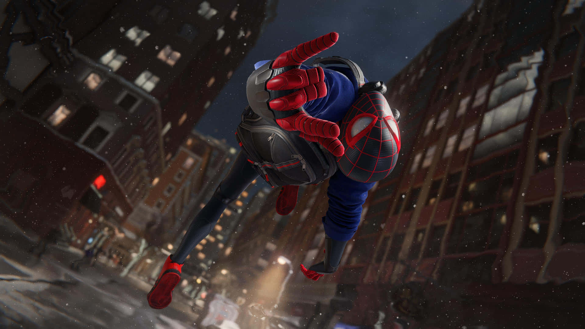 Web-slinging superhero in action Wallpaper