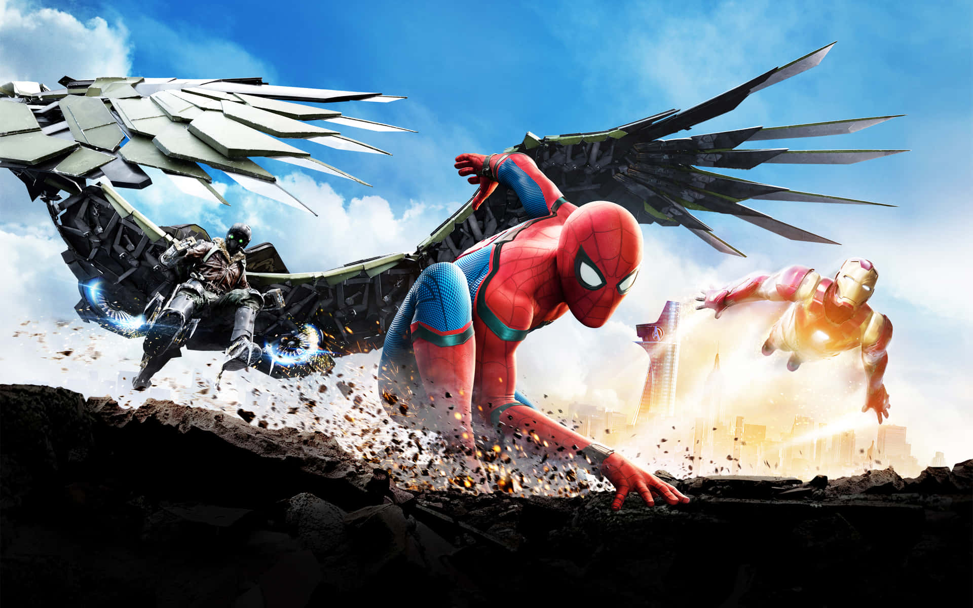 Web-slinging Heroism: Spider-man Homecoming Poster Wallpaper