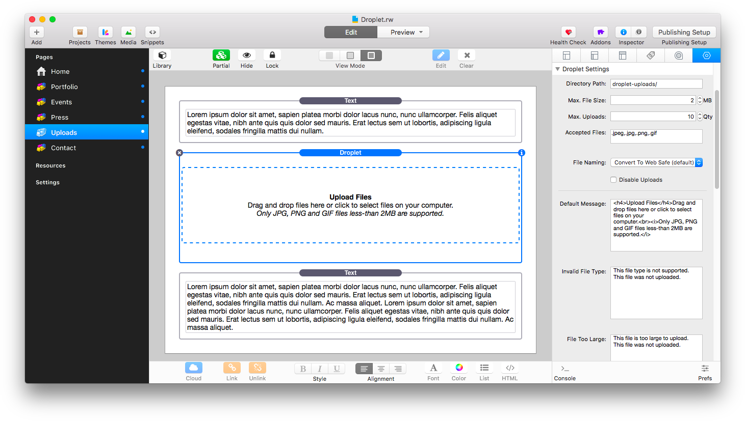 Website Content Management System Interface PNG