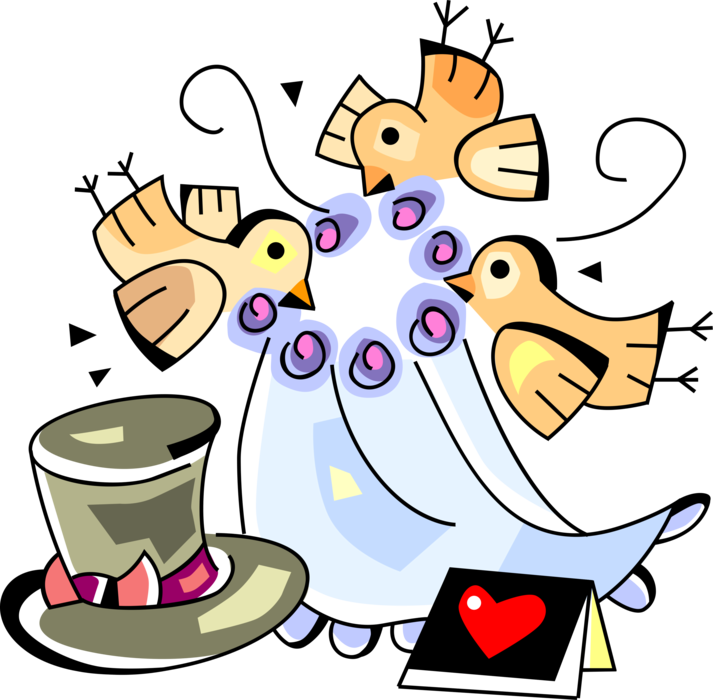 Wedding Birds Celebration Clipart PNG