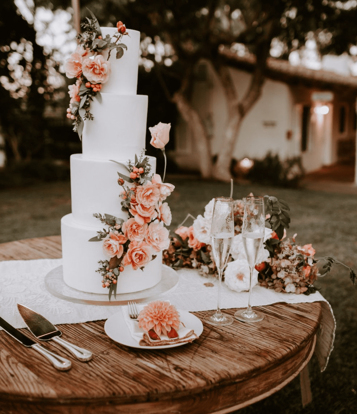 A White Wedding Cake On A Table
