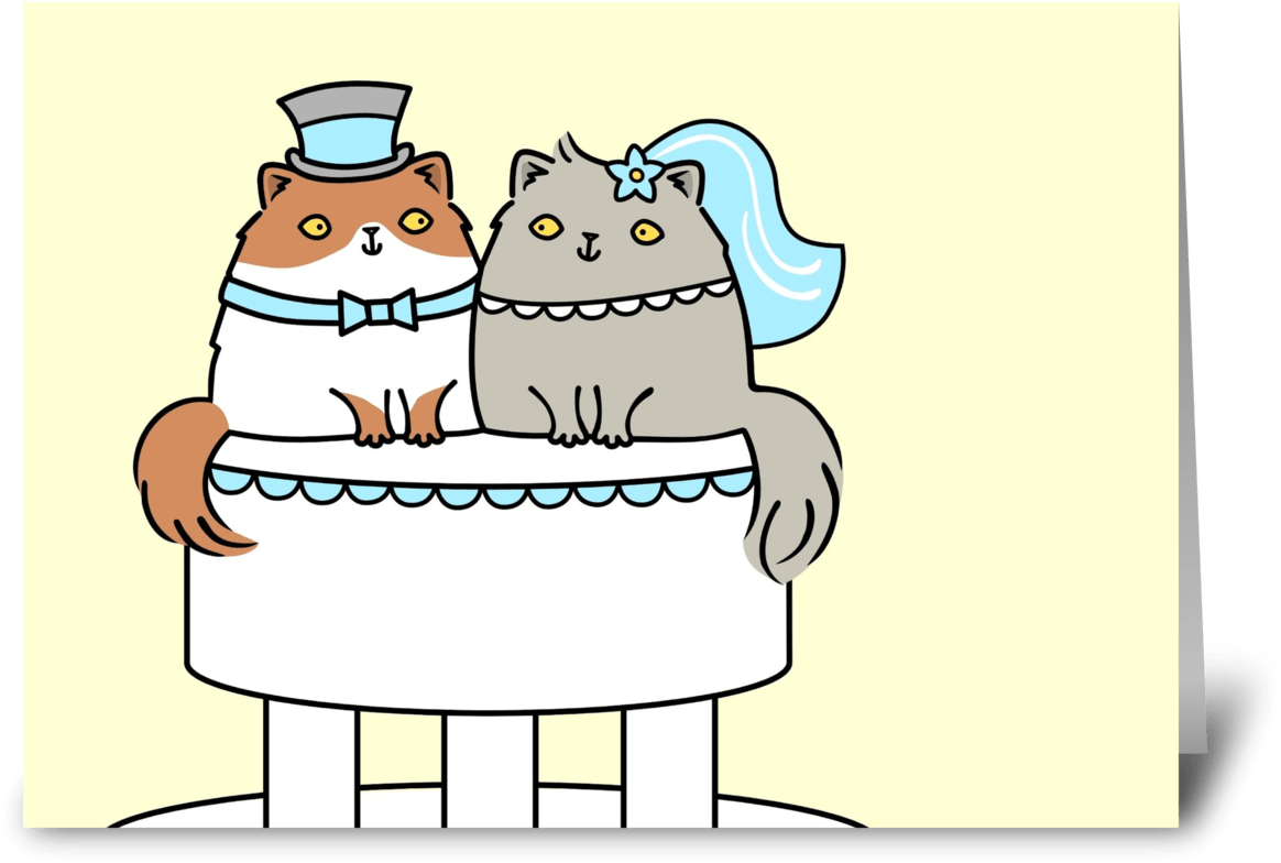 Wedding Cats Cartoon PNG