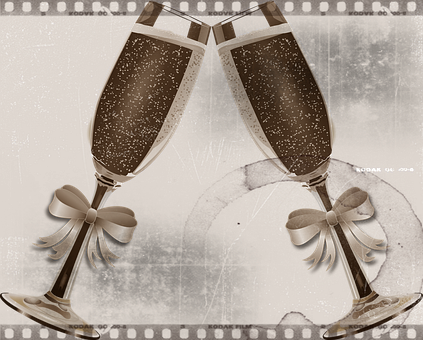 Wedding Champagne Glasseswith Bows PNG